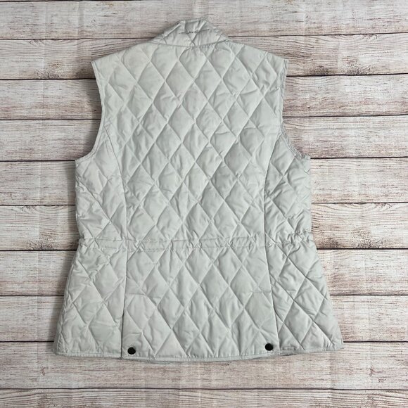 Authentic Eddie Bauer Women's Small Cream Quilted Goose Down Vest Outdoor Jacket - Picture 4 of 12